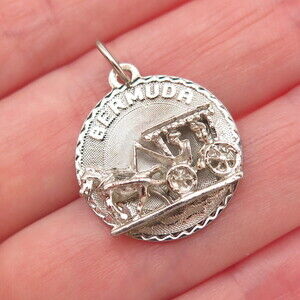 CREA 925 Sterling Silver Vintage Bermuda Carriage Mini Charm Pendant